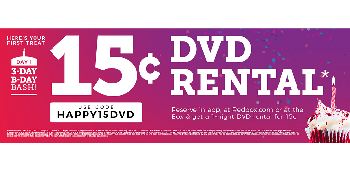 Redbox: 1-Day DVD Rental Only $.15!