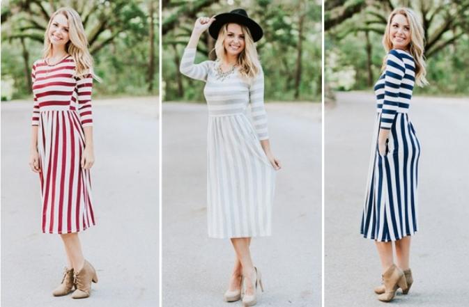 Striped Midi Dress – Only $21.99 Shipped!