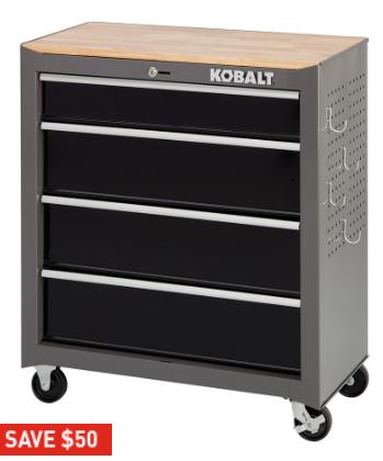 Kobalt 1000 Series 4-Drawer Friction Steel Tool Cabinet – Only $49! BLACK FRIDAY DEAL!