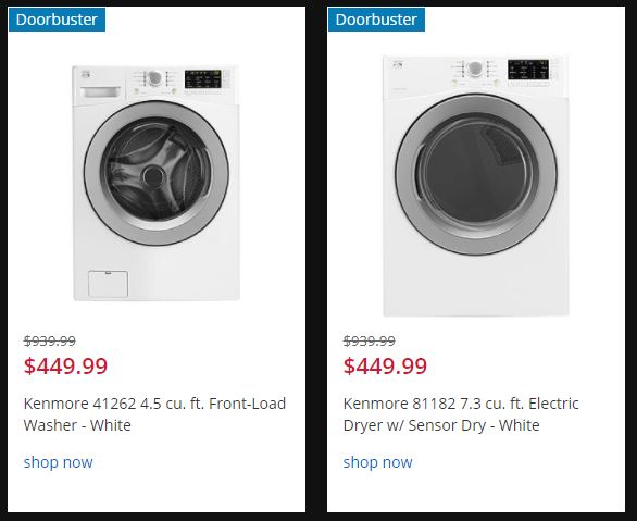 Sears: Kenmore Front-Load Washer & Electric Dryer Only $449.99 Each!