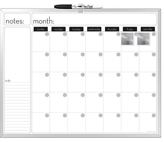 The Board Dudes 16×20-Inches Aluminum Framed Magnetic Dry-Erase Calendar – Only $5.49!