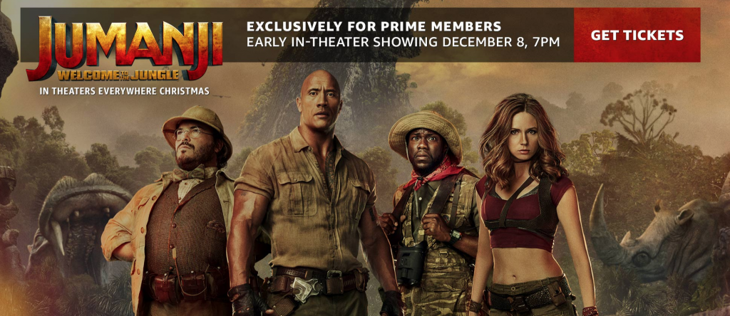 Exclusive Early Screenings of Jumanji For Amazon Prime Members!
