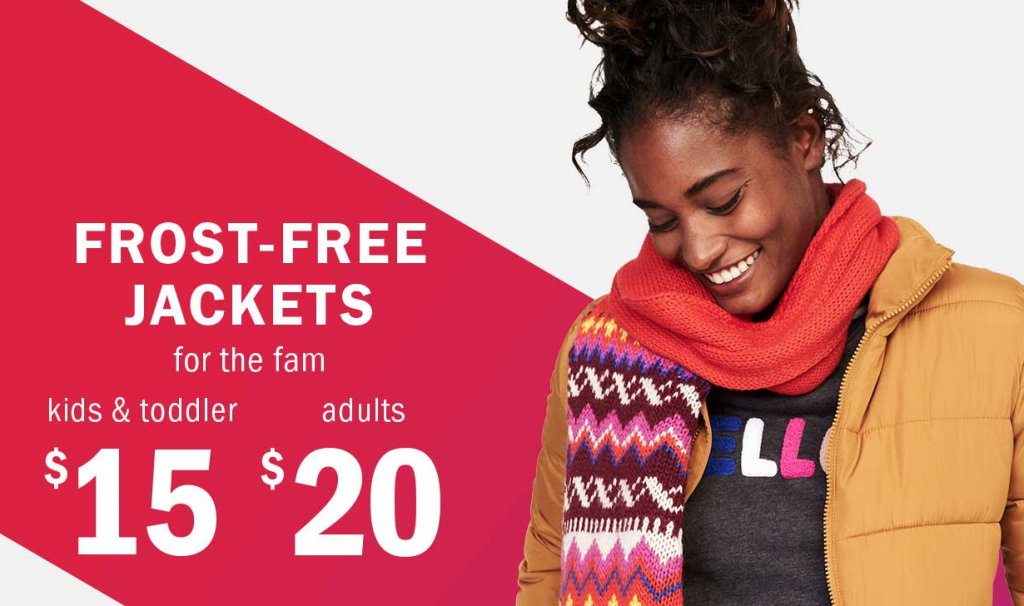 $15 Frost Free Jackets For Kids Adults Two Days Only At Old Navy!