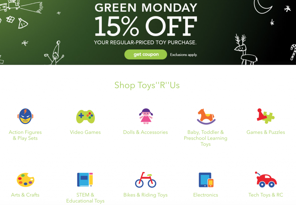 Toys R Us Green Monday! Take 15% Off Your Regular Price Purchase!