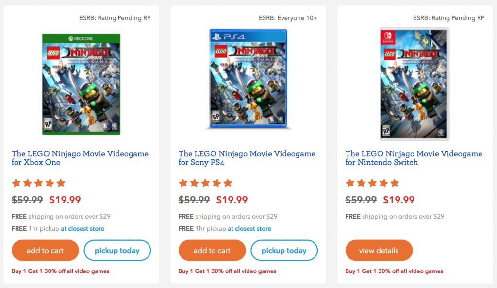 LEGO Ninjago Movie Video Game Just $19.99 At Toys R Us! Plus, All Video Games Are Buy One Get One 30% Off!