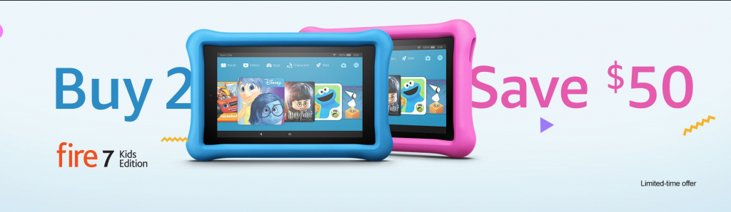Buy Two Fire7 Kids Tablets w/ Kids Proof Cases & Save $50.00!