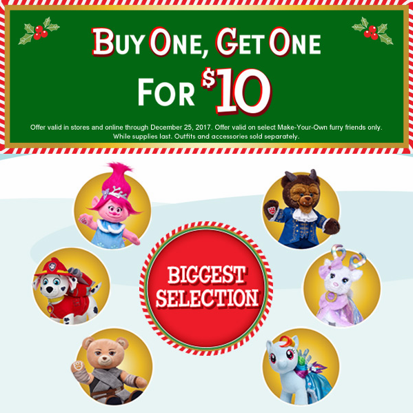 Build-a-Bear: Buy One Get One for $10!