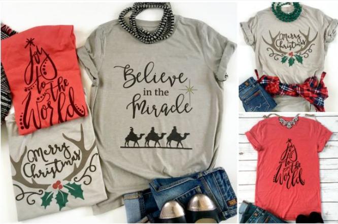 Believe & Joy Holiday Tees – Only $13.99!