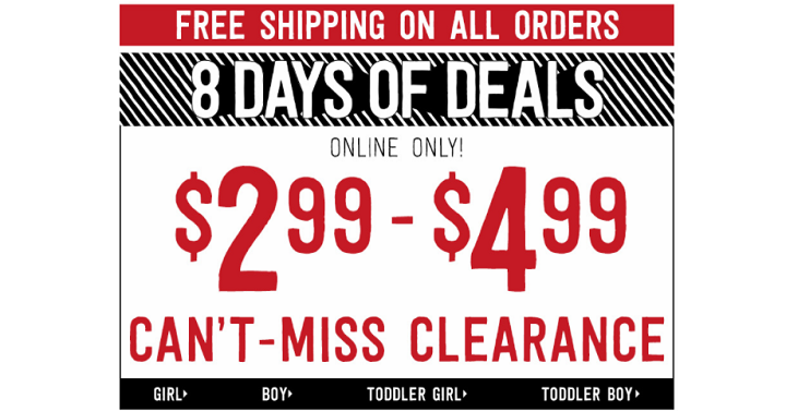 Crazy8: $2.99-$4.99 Clearance Sale + FREE Shipping!