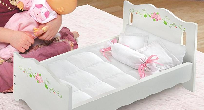 Doll Bed with Bedding (White Rose) – Only $16.54!