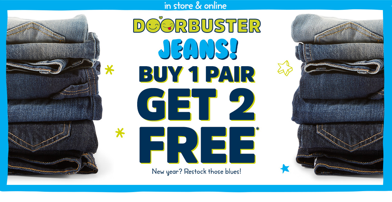 OshKosh B’gosh: Kid’s Jeans Buy 1 Get 2 FREE Only $10.00 Each!