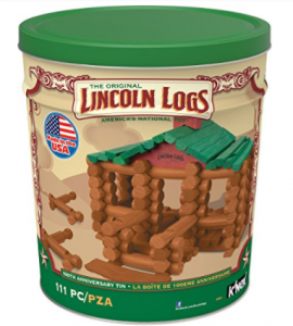 LINCOLN LOGS – 100th Anniversary Tin – 111 All-Wood Pieces – Ages 3+ Construction Education Toy $26.67