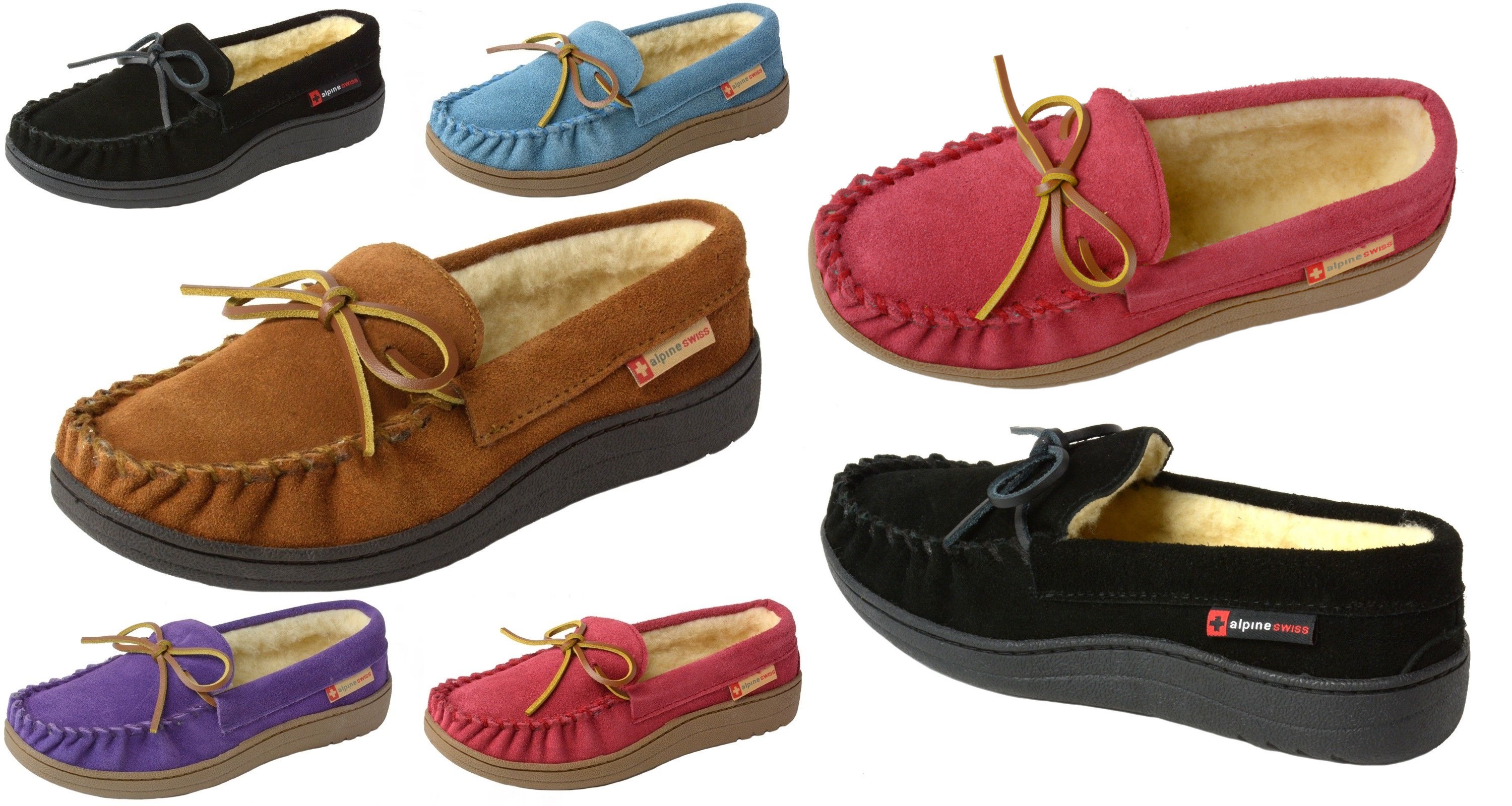 Alpine Swiss Sabine Women’s Suede Shearling Moccasin Slippers Only $14.99!