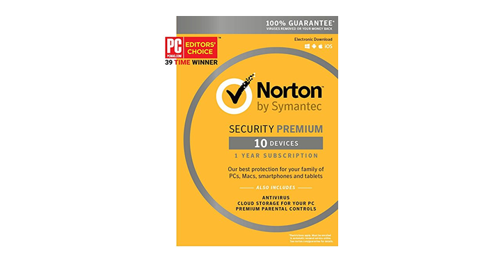 Save on Norton Security Premium – 10 Devices – Just $27.99!