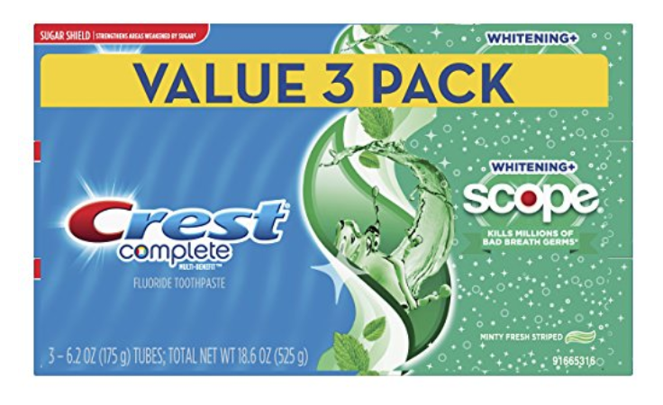 Crest Complete Whitening Plus Scope Toothpaste 3-Pack Just $4.12!