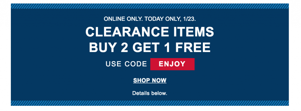 Buy 2 Get 1 FREE On Clearance Items At Old Navy Online & Today Only!