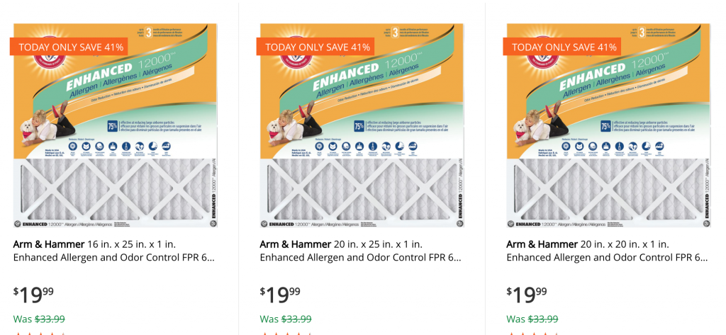 Arm & Hammer Enhanced Allergen and Odor Control 4-Pack Air Filters Just $19.99 Today Only!