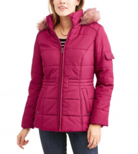 Faded Glory Women’s Quilted Puffer Jacket With Faux Fur-Trim Hood Just $18.00! (Reg. $39.98)