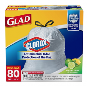 Glad OdorShield Antimicrobial Drawstring Trash Bags 13-Gallon 80-Count Just $10.63 Shipped!