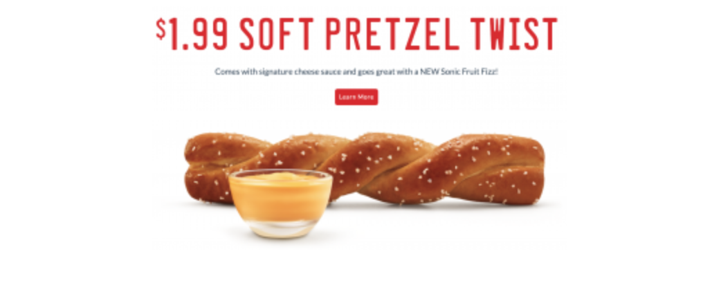 $1.99 Soft Pretzel Twist at Sonic For A Limited Time