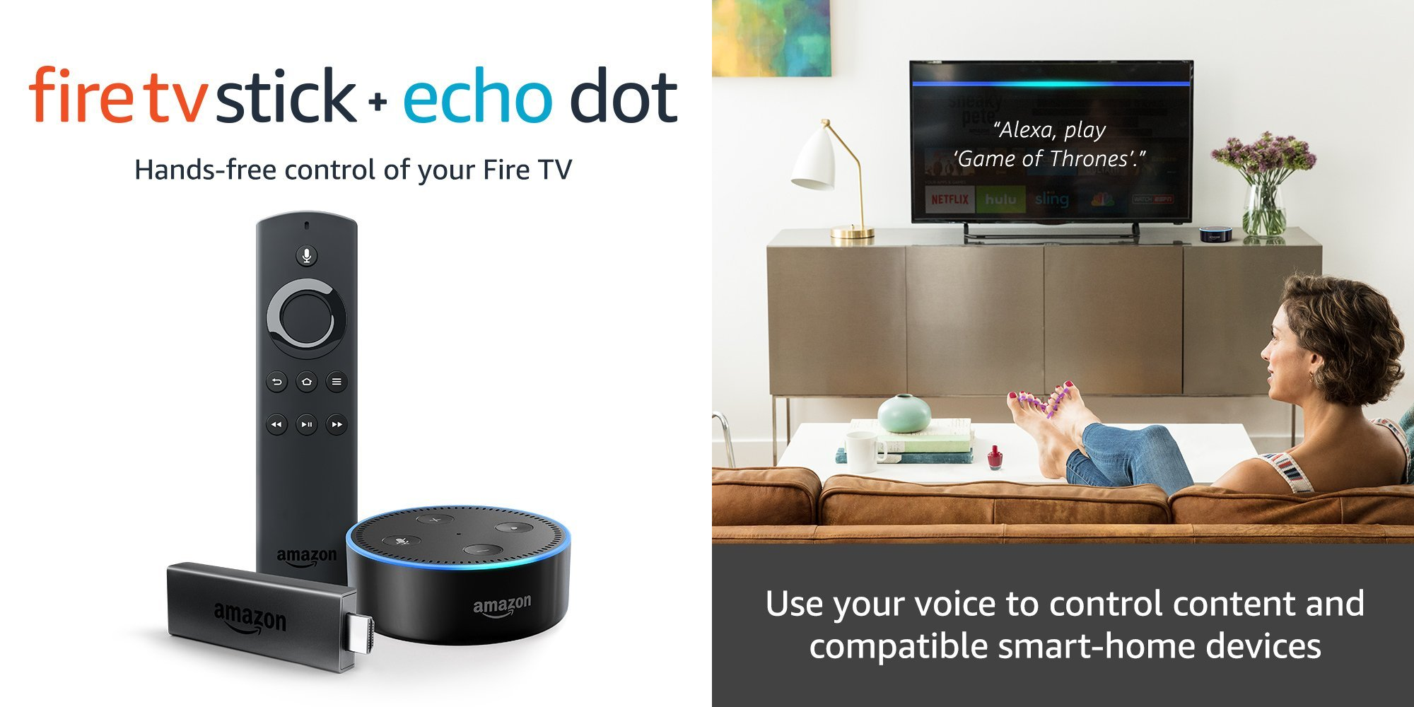 Fire TV Stick with Alexa Voice Remote + Echo Dot Bundle—$69.98! Save $20!