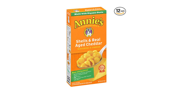 Annie’s Macaroni and Cheese, Shells & Aged Cheddar Mac and Cheese, 6 oz Box (Pack of 12) – Just $8.86!