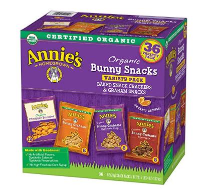 Annie’s Organic Variety Pack, Cheddar Bunnies and Bunny Graham Crackers Snack Packs, 36 Pouches – Only $8.49!