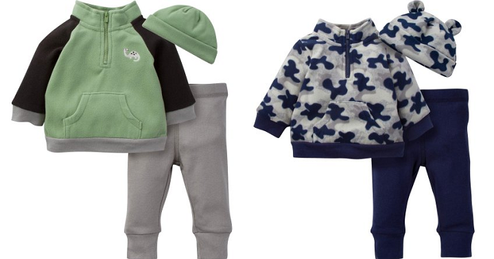 Gerber Newborn Baby Boy Microfleece Zip Jacket, Pant & Hat Set Only $4.50!