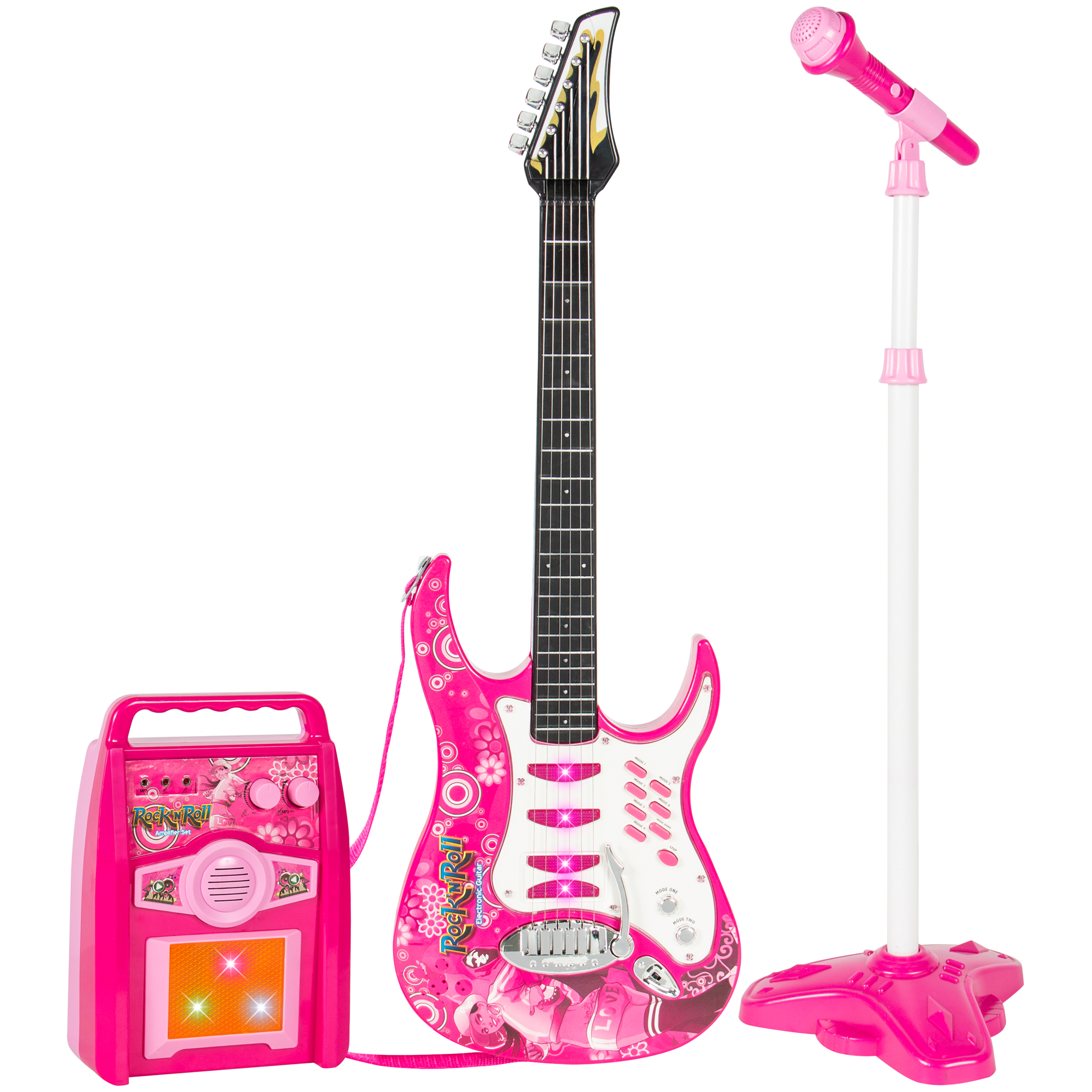 Pink Kids Electric Guitar Set MP3 Player, Microphone, and Amp—$37.99!