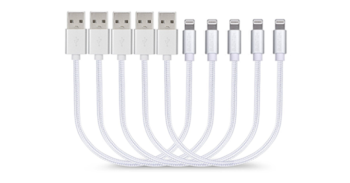 Short Lightning Cable with Ultra Slim Connector – 5 Pack of 8 inch cables – Just $9.99!