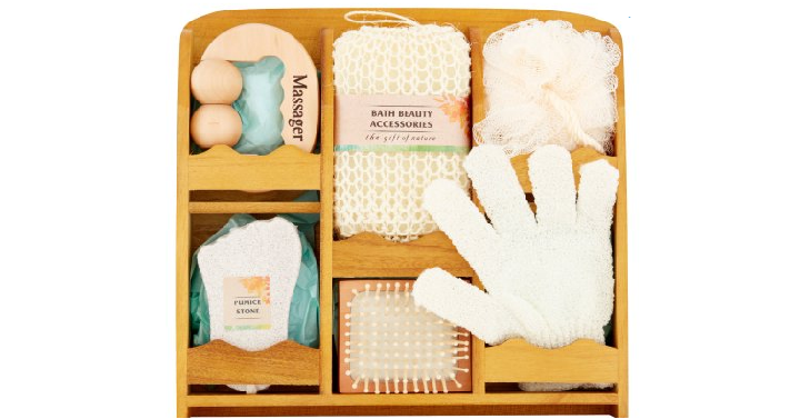 Essential Design Bath Set in Wooden Caddy (7 Pieces) Only $4.94! (Reg. $9.88)