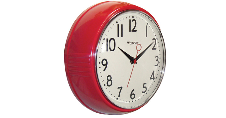 Westclox Retro 1950 Kitchen Wall Clock, 9.5-Inch, Red – Just $7.71!