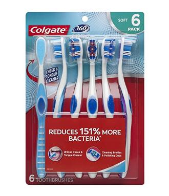 Colgate 360 Toothbrush with Tongue and Cheek Cleaner – Soft (6 Count) – Only $8.63!