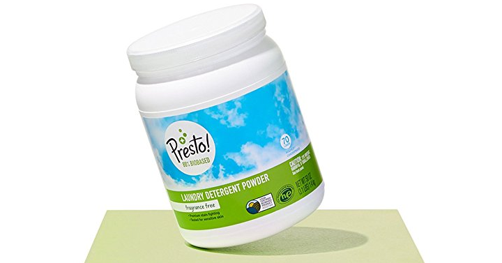 Presto! 88% Biobased Laundry Detergent Powder, Fragrance Free, 70 loads – An Amazon Brand – Just $11.49!