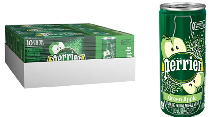 PERRIER Green Apple Flavored Sparkling Mineral Water, 8.45 fl oz. Slim Cans (Pack of 30) Only $14.40!