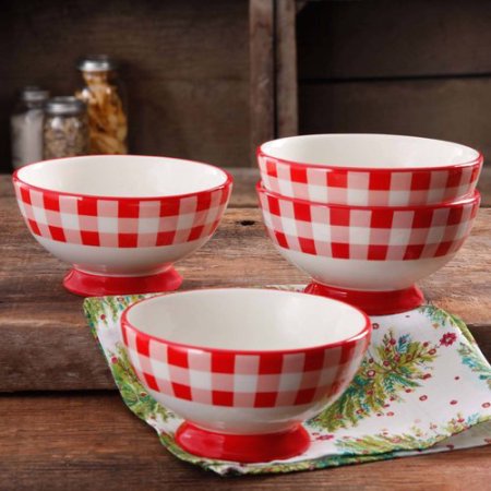 The Pioneer Woman Charming Check 6″ Footed Bowl Set of 4 Only $14.67!
