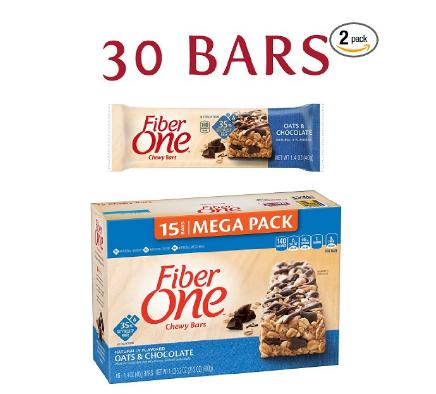 Fiber One Chewy Bar, Oats and Chocolate, 15 Fiber Bars Mega Pack (Pack of 2) – Only $11.38!