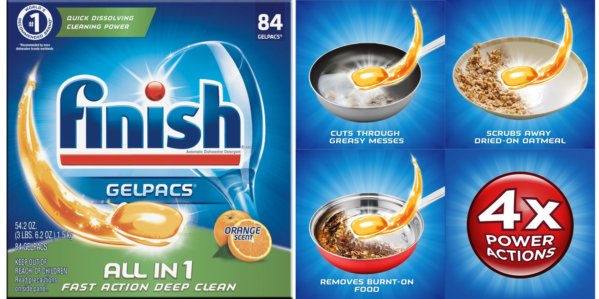 Finish All-In-1 Gelpacs, Orange, 84-ct Only $10.23!