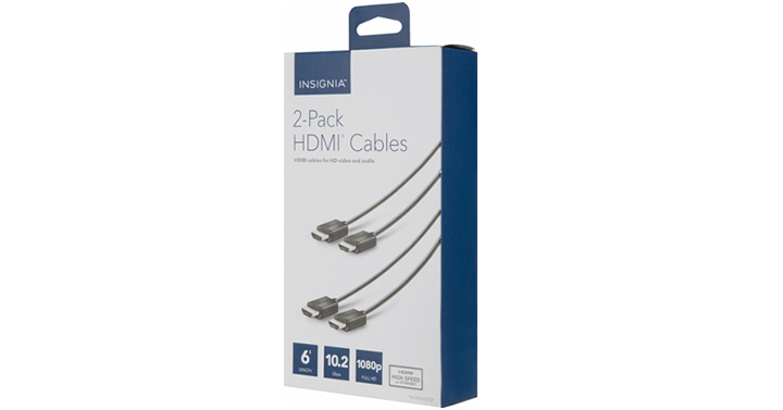 Insignia 6′ 4K Ultra HD HDMI Cable (2-Pack) – Just $9.99!