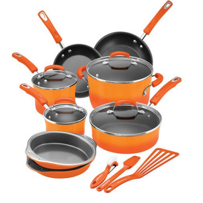 Pick up this Rachael Ray 15-Piece Hard Enamel Nonstick Cookware Set for $85 (Reg. $129.99) + FREE Shipping!
