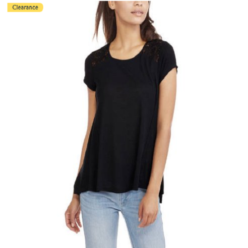 Women’s Short Sleeve Lace Trim Ribbed Swing Top is Just $5! (Reg. $11.87)