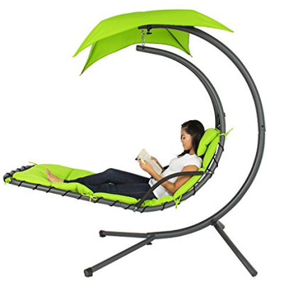 Green Hanging Chaise Lounger Chair Porch Hammock Swinging Canopy Chair ONLY $124.95+FREE Shipping!