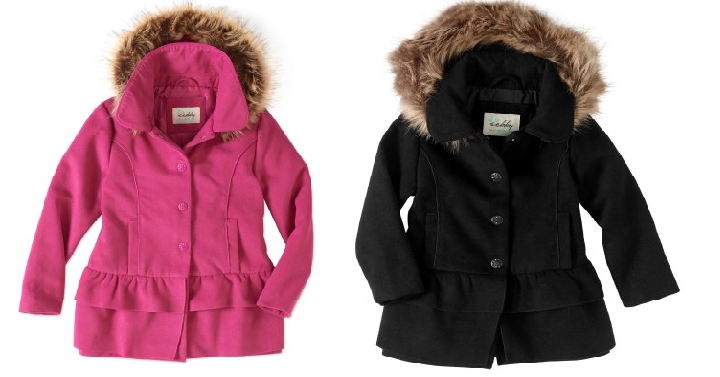 Sebby Girl Fleece Ruffle Tiered Coat with Faux Fur Hood Only $6.50! (Reg. $19.97)