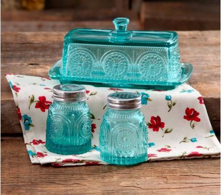 The Pioneer Woman Adeline Glass Butter Dish with Salt And Pepper Shaker Set – Only $16.50!