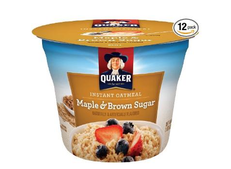 Quaker Instant Oatmeal Express Cups, Maple Brown Sugar, Breakfast Cereal, 1.69 oz Cups (Pack of 12) – Only $7.04!