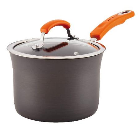 Rachel Ray Hard Anodized 3-qt Covered Saucepan with Orange Handles – Only $19.98!