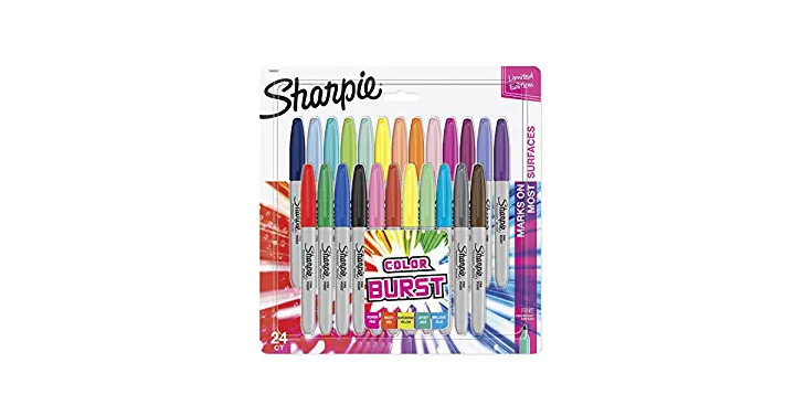 Sharpie Color Burst Permanent Markers, Fine Point, Assorted Colors, 24-Count – Just $6.75!