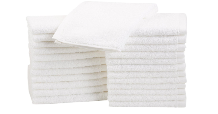 AmazonBasics Cotton Washcloths, 24 – Pack, White Only $9.99!