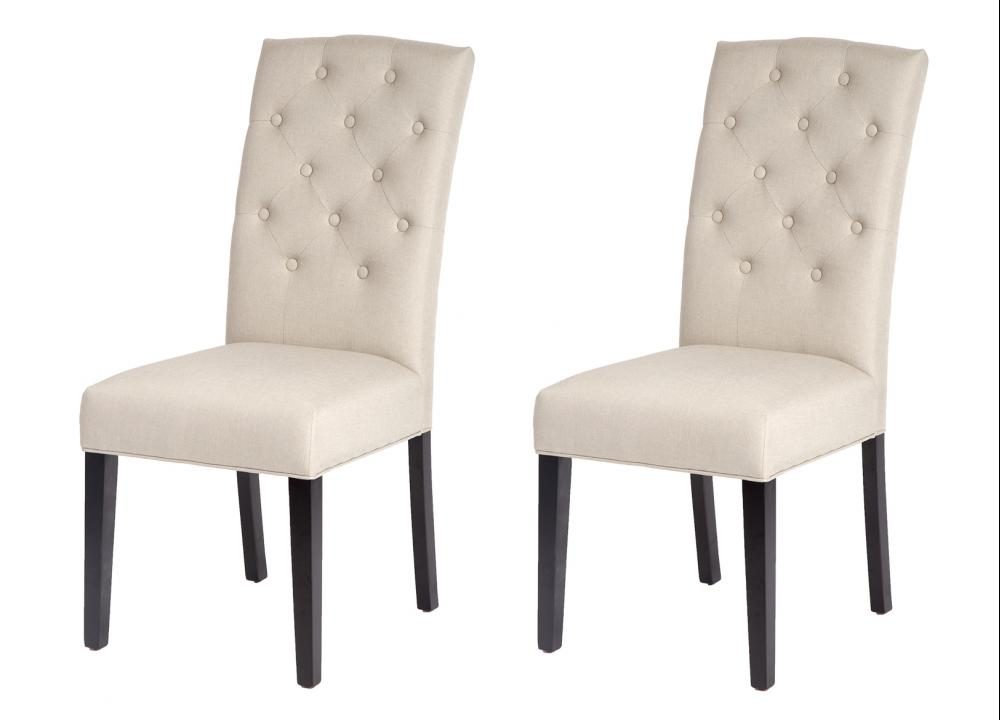 Set of 2 Beige Upholstered Contemporary Design Dining Chairs Only $79.99!