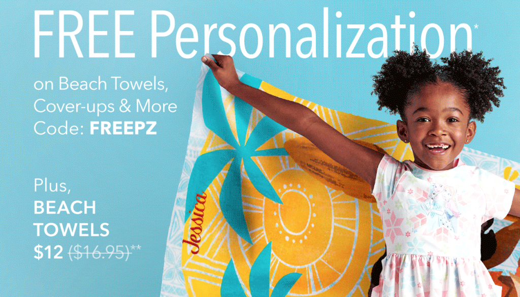 FREE Personalization & $12.00 Beach Towels At Shop Disney!